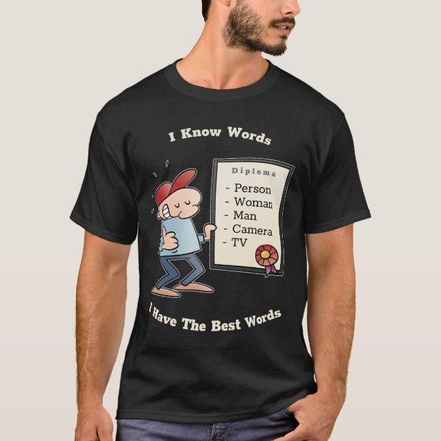 Person Frau Mann Kamera TV Funny Cartoon Diploma T-Shirt (Vorderseite)