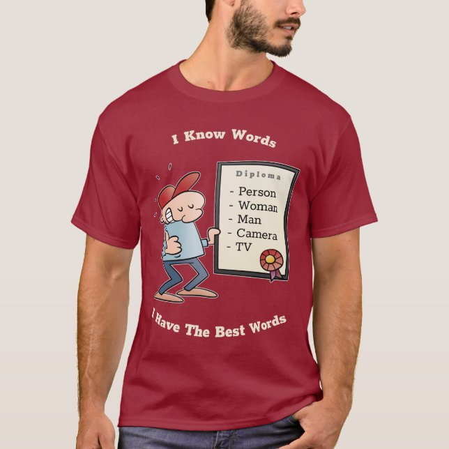 Person Frau Mann Kamera TV Funny Cartoon Diploma T-Shirt (Vorderseite)