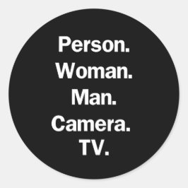 Person. Frau. Mann. Kamera. TV. Runder Aufkleber