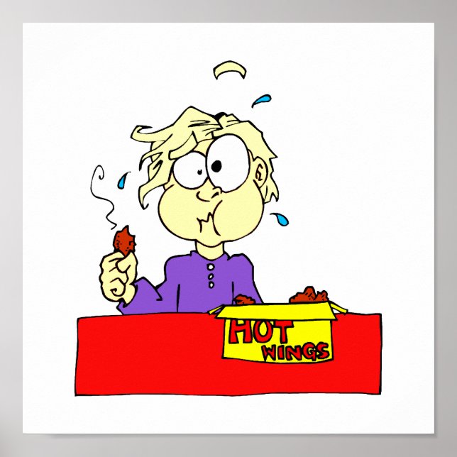 Person isst Hot Flügel Cartoon HOT Poster (Vorne)