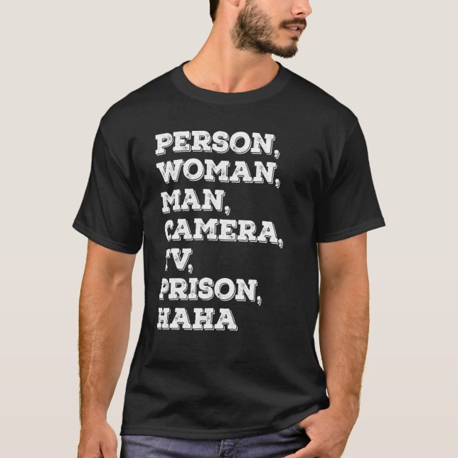 Person Mann Kamera Fernsehanstalt Gefängnis haha 2 T-Shirt (Vorderseite)