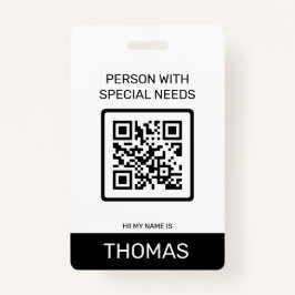 Person mit besonderen Bedürfnissen QR-Code und and Ausweis