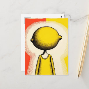 Person mit einem Zitronenkopf Postkarte