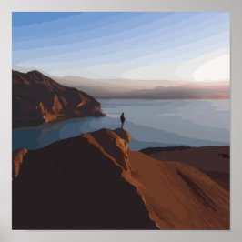 Person Stehend auf Braunrockbildung in der Nähe de Poster