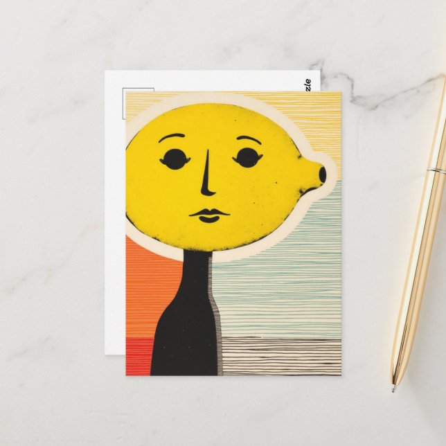 Person with a Lemon for a Head Postkarte (Vorderseite/Rückseite Beispiel)