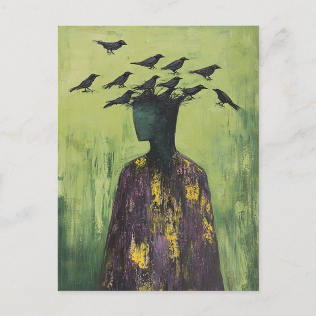 Person With Birds on Their Head  Postkarte (Vorderseite)