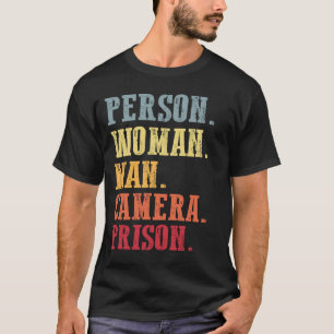 Person Woman Man Kamera Gefängnis T-Shirt