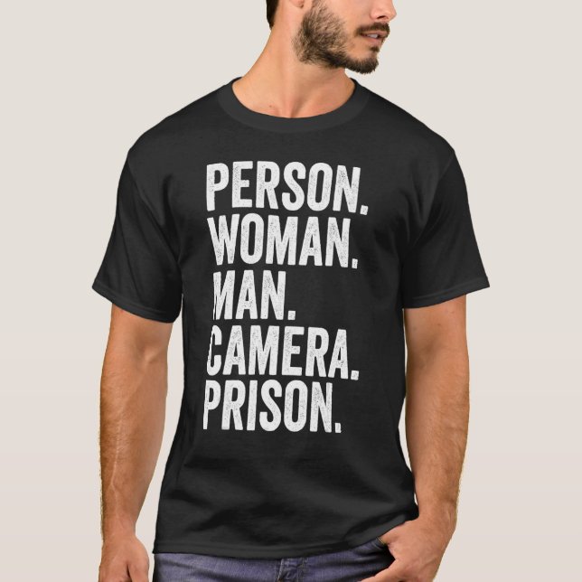 Person Woman Man Kamera Gefängnis T-Shirt (Vorderseite)