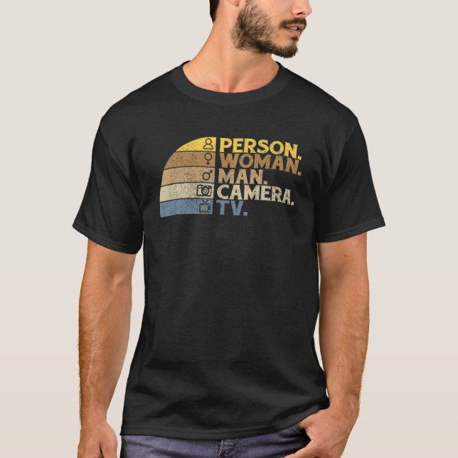 Person Woman Man Kamera TV Retro Geschenk T-Shirt (Vorderseite)