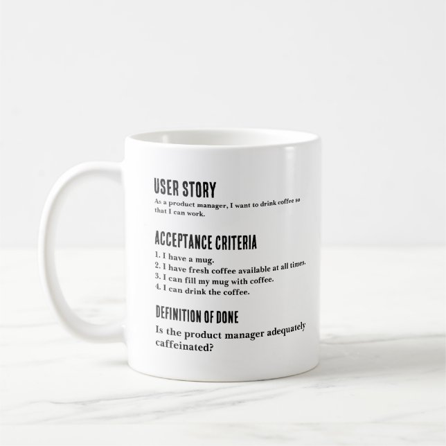 Persona Product Manager User Story Agile Scrum Tas Kaffeetasse (Links)