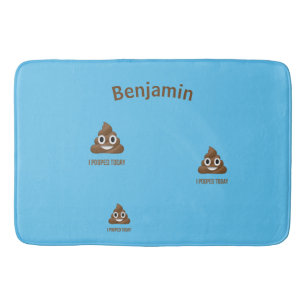 PersonaIized I Kackte heute Poo Emoji on Blue Badematte