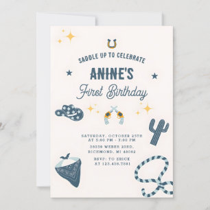 Personal 1st Birthday CowBoy Wild West Einladung