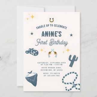 Personal 1st Birthday CowBoy Wild West Einladung