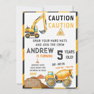 Personal A Contemporary Construction Birthday Bash Einladung