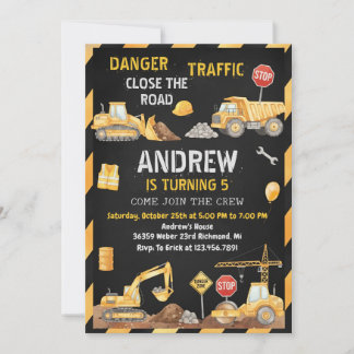 Personal A Modern Construction Birthday Party Einladung