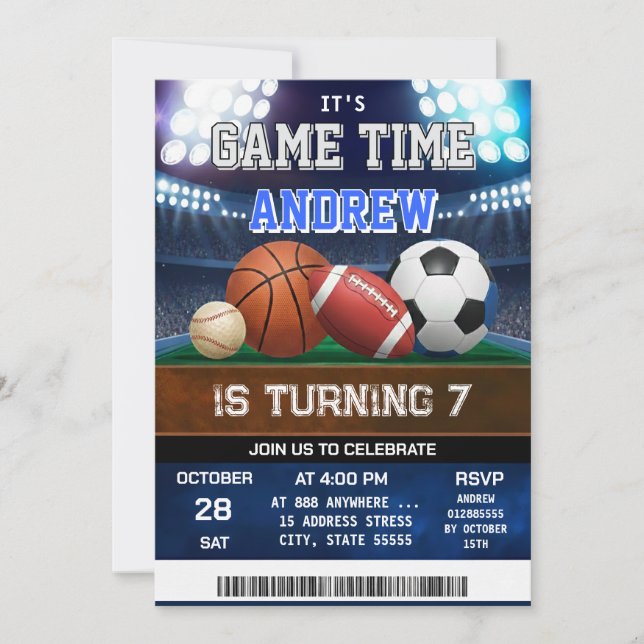 Personal All Star Sports Birthday Invitation Einladung (Vorderseite)