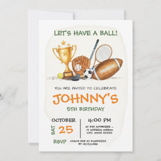 Personal All Star Sports Birthday Party Invitation Einladung
