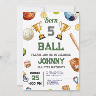 Personal All Star Sports Birthday Party Invitation Einladung