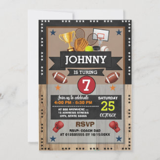 Personal All Star Sports Birthday Party Invitation Einladung