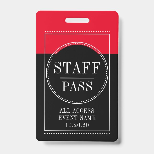 Personal Alle Access Event Red Black Abzeichen Ausweis (Vorderseite)