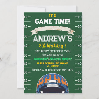 Personal American football Birthday Einladung