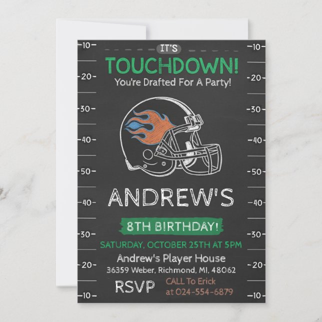 Personal American football Birthday Invitation Einladung (Vorderseite)