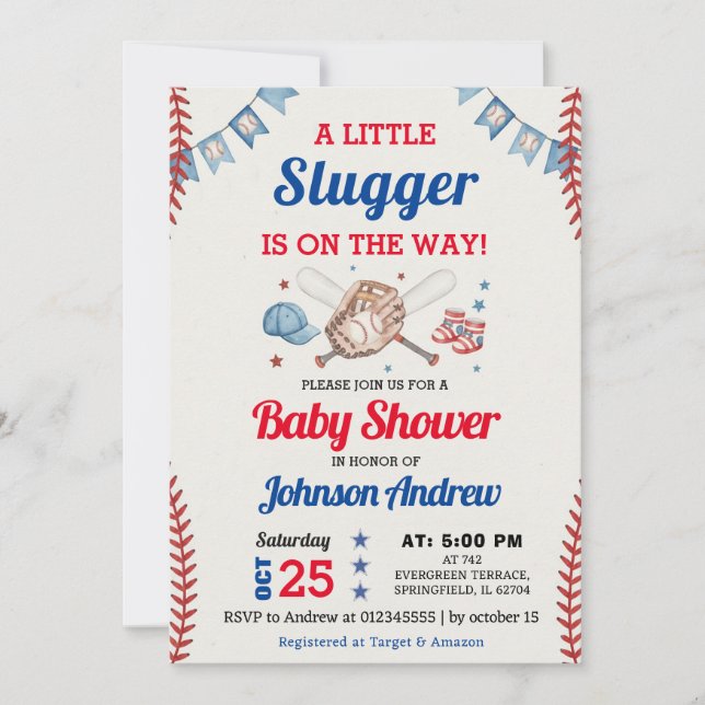 Personal Baseball Baby Shower Rookie All Star Einladung (Vorderseite)