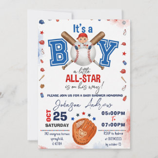 Personal Baseball Baby Shower Slugger Party Rookie Einladung