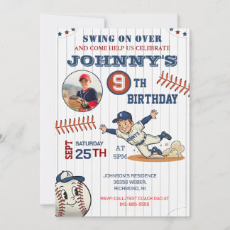 Personal Baseball Birthday with Photo Einladung