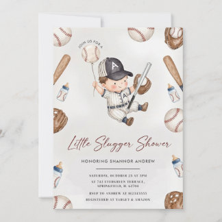 Personal Baseball Rookie Baby Shower Cute Bear Einladung