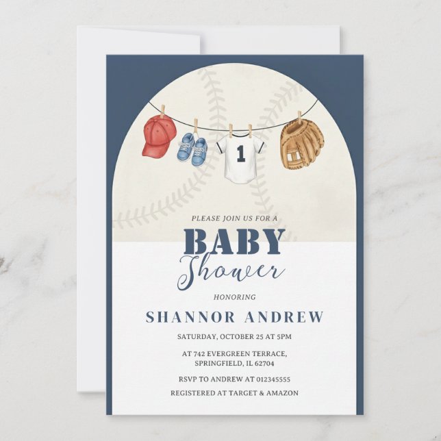Personal Baseball Rookie Baby Shower  Einladung (Vorderseite)