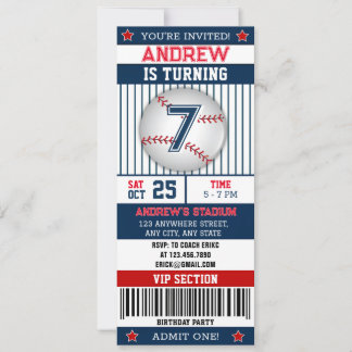 Personal Baseball Sports Ticket Style für Junge Einladung
