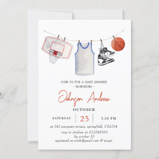 Personal Basketball Baby Dusche Wasserfarbe Einladung