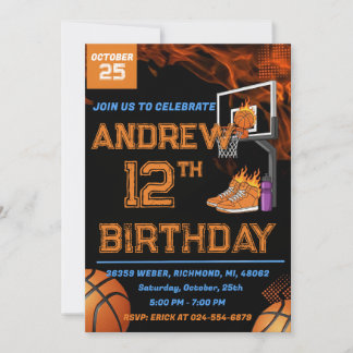 Personal Basketball Birthday Invitation Party Einladung