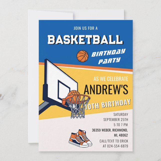 Personal Basketball Birthday Invitation Party Einladung (Vorderseite)