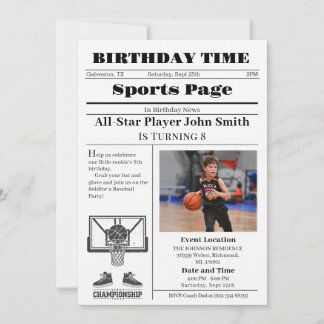 Personal Basketball Birthday with Photo Einladung