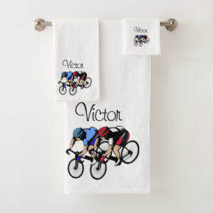 Personal Bicycle Race Blue and Red Badhandtuch Set