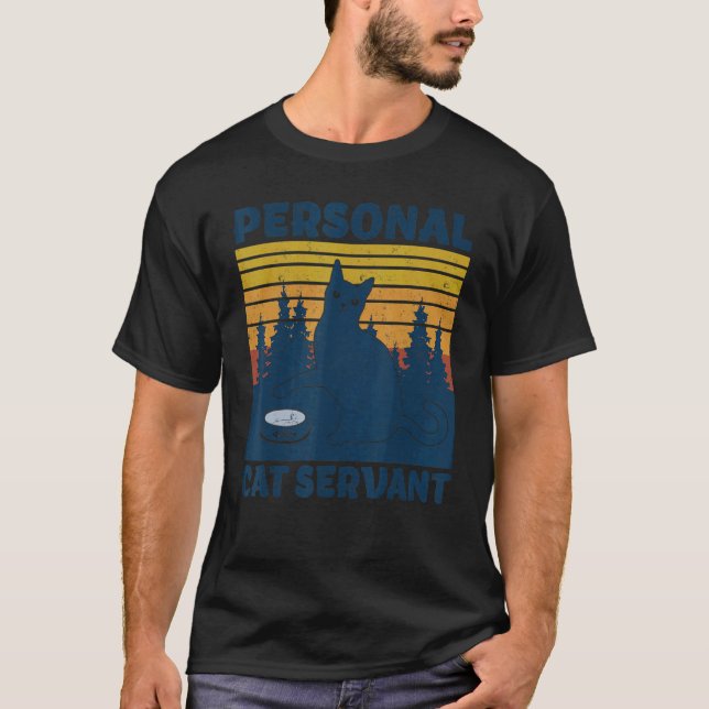 Personal Cat Servant Black Cat Vintag T-Shirt (Vorderseite)