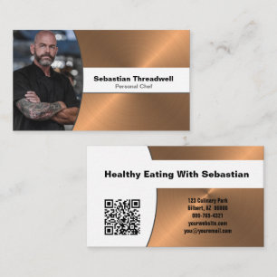 Personal Chef Brushed Copper Custom Photo QR Code Visitenkarte