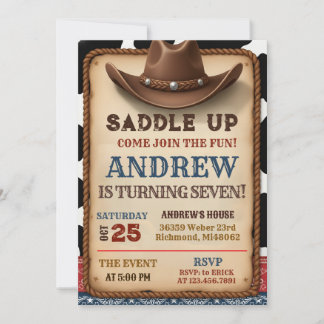 Personal Country Wild West Cowboy Birthday Einladung
