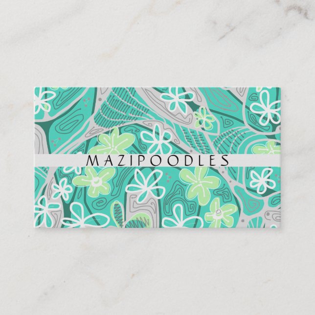 Personal Creative Floral Neuro Art Aquamarin Green Visitenkarte (Vorderseite)