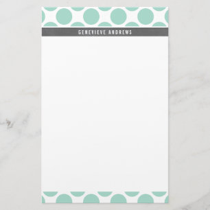 PERSONAL CUSTOM niedliche große Polka Punkt Minze Briefpapier