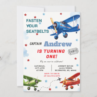 Personal Digital Airplane Boy 1. Geburtstag für Ju Einladung