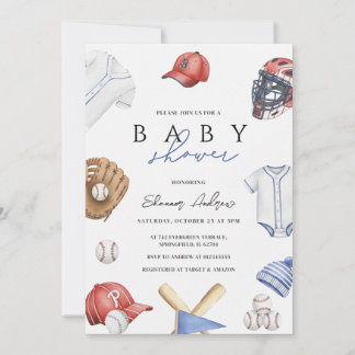 Personal Digital boy Baseball Rookie Baby Shower  Einladung