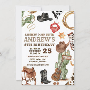 Personal Digital Cowboy Wild West Geburtstag Einladung