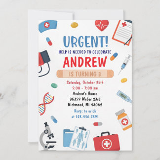 Personal Digital Kids Doctor Birthday Invitation Einladung