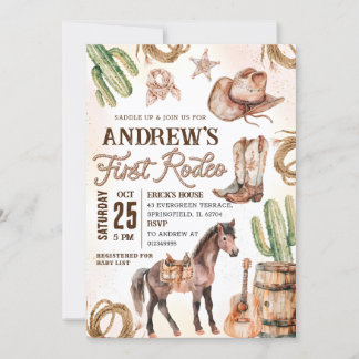 Personal First Rodeo Baby Dusche Einladung