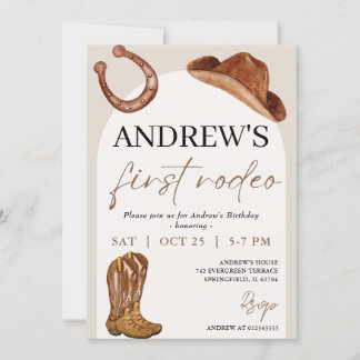 Personal First Rodeo Cowboy Birthday Einladung