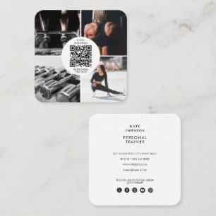 Personal Fitness Trainer Foto QR Social Media Quadratische Visitenkarte