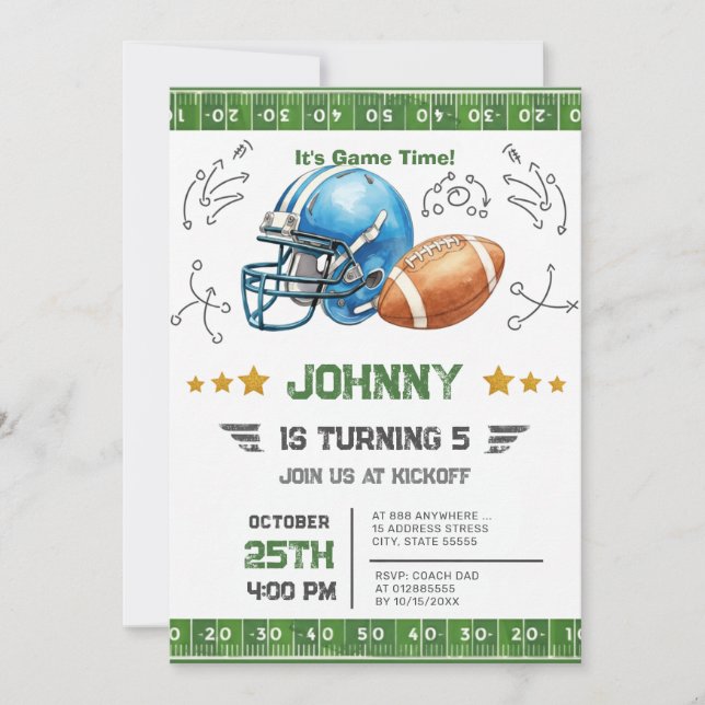 Personal Football Birthday Einladung (Vorderseite)